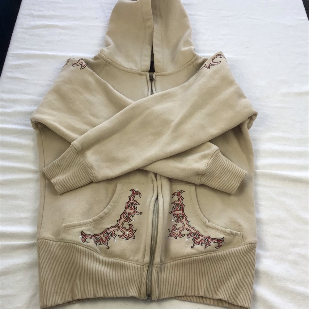 Ariat Hooded Full Zip Sweatshirt Size S/P Beige